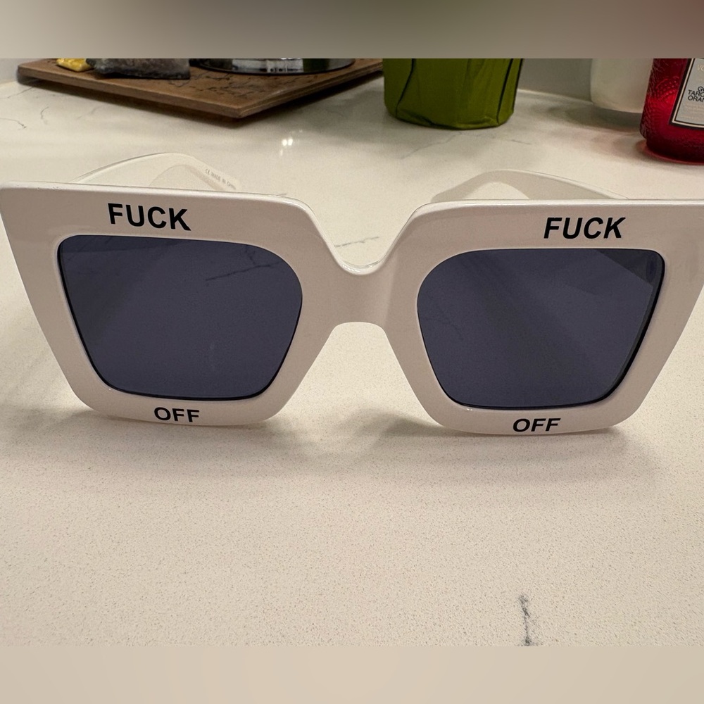 White Square F*** Off Sunglasses